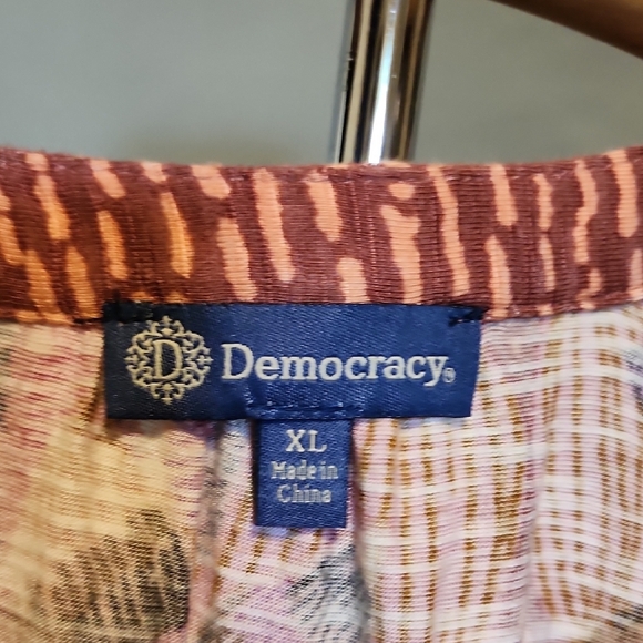 Democracy Orange and Pink Graphic Tie Front Blouse - Picture 2 of 7